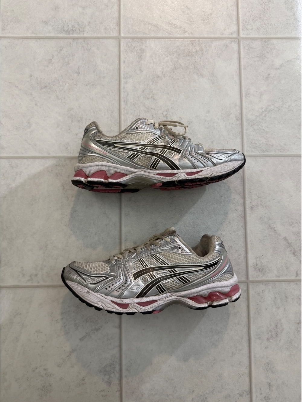 Asics Gel Running Shoes Silver Pink Womens Size 8